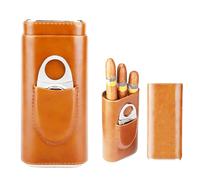 Estuche para 3 puros: humidor de puros, estuche para puros de cuero con cortador de acero inoxidable, humidor portátil de puros, para viajes, cortos trayectos, regalos para hombres
