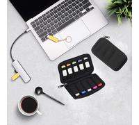Estuche para almacenamiento de memorias USB: organizador a prueba de polvo para memorias USB y accesorios electrónicos, compacto y portátil.