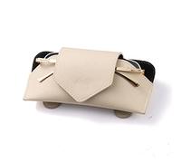 Estuche para anteojos para Parasol de automóvil, Caja organizadora de anteojos para automóvil de PU con Clip de Soporte, Estuche Protector de Almacenamiento para anteojos (Beige)