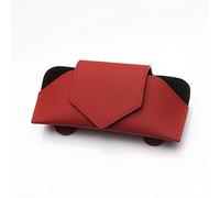 Estuche para anteojos para Parasol de automóvil, Caja organizadora de anteojos para automóvil de PU con Clip de Soporte, Estuche Protector de Almacenamiento para anteojos (Rojo)