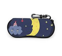 Estuche para anteojos, tarjeta de buenas noches con la linda luna durmiente, anteojos de sol vectoriales, estuche blando, ultraligero, con cierre de neopreno, estuche para anteojos con mosquetón, estu
