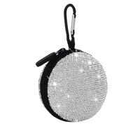 Estuche para audífonos|Estuche para audífonos, Auricular redondo con diamantes de imitación, Auricular pequeño de lujo, Viaje portátil para, Soporte multiusos para Cable USB