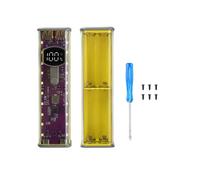 Estuche para Batería de 22,5 W 8x18650, Transparente, Sin Soldadura, Compatible con Modo de Baja Corriente, Dos Puertos Tipo C, Color Amarillo.