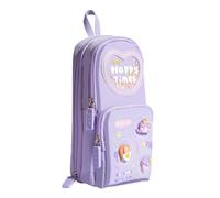 Estuche para bolígrafos de gran capacidad, con diseño de dibujos animados, estuche de tres capas con cremallera para regalo para niños, Chica Cono