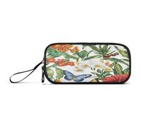 Estuche para bolígrafos de gran capacidad para niños, cosméticos, maquillaje, universidad, con cremallera, flores, orquídeas, claveles, mariposas
