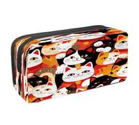 Estuche para bolígrafos, estuche para lápices, bolsa de papelería para adolescentes, niños y niñas, suministros de oficina escolar, coloridos gatos Maneki Neko