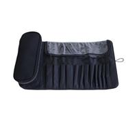 Estuche para brochas de maquillaje, de cosméticos plegable portátil, de cosméticos de pie, para vacaciones, hogar, escuela, dormitorio, estudio, reunión social, NEGRO, Refer to description