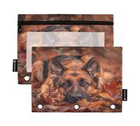 Estuche para carpeta de 3 anillas, paquete de 2, estuche transparente suave con anillos, suministros de regreso a clases, 9.8 x 7 pulgadas, bonito perro pastor alemán