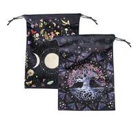 Estuche para cartas del tarot - Terciopelo para cartas del tarot 18 x 13 cm, porta tarot para colgar fácilmente | Estuche para tarot con diseño de fases lunares con cordones, bolsa para ramos de taro