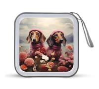 Estuche para CD de perro salchicha italiano, portátil, con capacidad para 40 DVD, organizador de almacenamiento para viajes en coche, Estilo:, Talla única
