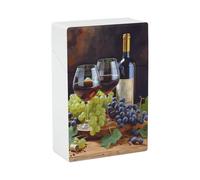 Estuche para cigarrillos Art Wine Galsses & Grapes1, diseño de resorte a presión, tapa abatible con una sola mano, de plástico, para viaje, para hombres y mujeres