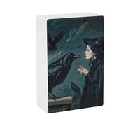 Estuche para cigarrillos Black Raven Witch, impermeable y resistente a golpes, estuche compacto de viaje para 20 cigarrillos, diseño duradero y resistente a los arañazos para hombres y mujeres.
