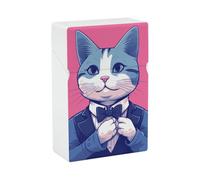 Estuche para cigarrillos Blue Cat in Suit Box Crush-Resistente al agua Plástico duro Estuche para cigarrillos Elegante soporte para encendedor Regalo para hombres y mujeres