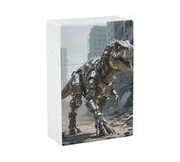 Estuche para cigarrillos con diseño de dinosaurio mecánico en una ciudad en ruinas - Estuche para cigarrillos, caja de almacenamiento pequeña para encendedor, elegante caja para cigarrillos, acceso