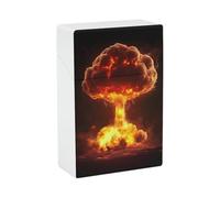 Estuche para cigarrillos con diseño de nube de hongo y explosión nuclear, impermeable y portátil, con apertura abatible.