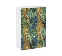 Estuche para cigarrillos con estampado de leopardo y jungla, capacidad para 20 cigarrillos, diseño de resorte a presión para abrirlo con una sola mano.