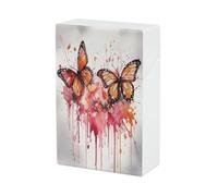 Estuche para cigarrillos de acuarela con diseño de mariposa y spray antigoteo, resistente al agua, con capacidad para 20 cigarrillos, con resorte a presión y tapa abatible de plástico para una sola ma