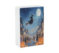 Estuche para cigarrillos Enchanted Halloween Ride, resistente al agua, con capacidad para 20 cigarrillos, con resorte a presión y tapa abatible de plástico para una sola mano, para mujeres y hombres.