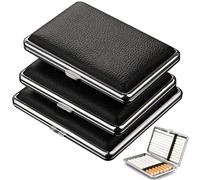 Estuche para Cigarrillos, Pitillera de Metal, Caja de Cigarrillos, 3 Piezas Pitillera de Piel, Negro, Diferentes Tamaños, Adapta a la Mayoría de Cigarrillos, para Hombres Como para Mujeres
