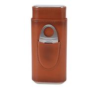 Estuche para Cigarros de 3 Dedos Funda de Hierro Estuche para Cigarros de Cuero Suave Y Brillante Portátil Estuche para Cigarros de Cuero con Cortador para Viaje(Marrón) Personalcareappliances