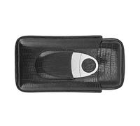 Estuche para Cigarros de Cuero, Soporte para Cigarros de Viaje con Juego de Accesorios para Cortador de Cigarros Caja de Cigarros PortáTil Accesorios para Cigarros para 3 Cigarros