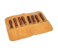 Estuche para cinceles Faithfull de piel de ante - Organizador de herramientas compacto y resistente al agua con 8 bolsillos - Color canela
