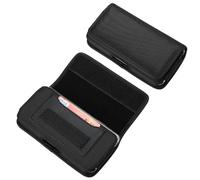 Estuche para cinturón teléfono: Tejido Oxford Negro Impermeable, Cierre elástico Seguro, Presilla Reforzada, Estuche de Transporte Resistente a los Golpes | Riñonera Protectora Trabajo al Aire Libre,