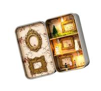 Estuche para cuadros de, soporte de memoria de hojalata de resina con bisagras para decoración de dormitorio, forma de exhibición compacta con carácter hecho a mano, vitrina de fotos con acento