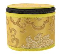 Estuche para Cuenco Tibetano de Algodón Amarillo Cremallera | Bordado Artesanal de Nube Auspiciosa, Suave y Delicado, también Puede Usarse como Base, para Guardado Color Aleatorio
