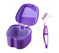 Estuche para dentadura postiza 2 protectores bucales for dentaduras postizas, caja de almacenamiento for cepillos dientes, organizador suministros, accesorios(2pcs-PURPLE)