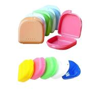 Estuche para dentadura postiza Caja de plástico for guardar dentaduras postizas, 50 unidades, for retenedores dentales, protectores bucales y aparatos(Yellow 50pcs)