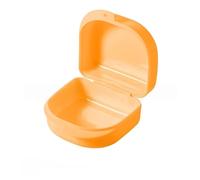 Estuche para dentadura postiza Caja organizadora portátil de plástico for guardar aparatos ortodoncia, 1, 2 o 3 unidades, for limpieza dentaduras postizas(Orange)
