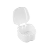 estuche para dentaduras Caja de baño for dentaduras postizas, 1 unidad, con red colgante, organizador dientes artificiales para dentaduras y guías de mordida(1Pc White)