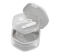 Estuche para dentaduras postizas, contenedor para dentaduras postizas, funda para protector bucal con caja de almacenamiento a prueba de fugas | Retenedor de viaje de capas, estuche portátil para