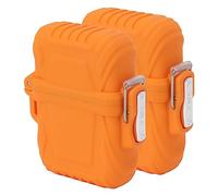 Estuche para Encendedor de Supervivencia 2 Piezas, Inserto Encendedor Gasolina, Material aleación Zinc + plástico, cerillas Impermeables para Camping, Senderismo y Viajes al Aire Libre (Naranja)