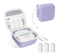 Estuche para etiquetadora compatible con Memoking T02, funda para impresora Phomemo M02 Mini con 3 rollos de papel adhesivo térmico (50 mm x 3,5 m), soporte portátil de almacenamiento de papel