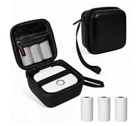 Estuche para etiquetadora compatible con Memoking T02, funda para impresora Phomemo M02 Mini con 3 rollos de papel adhesivo térmico (50 mm x 3,5 m), soporte de almacenamiento portátil de papel