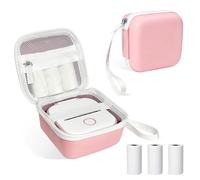 Estuche para etiquetadora compatible con Memoking T02, funda para impresora Phomemo M02 Mini con 3 rollos de papel adhesivo térmico (50 mm x 3,5 m), soporte portátil de almacenamiento de papel