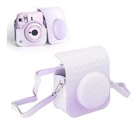 Estuche para Fujifilm Instax Mini 12, Rainbow Gradient Woven Texture Camera Bag con Correa para el Hombro, Estuche Protector de Cámara de Cuero PU a Prueba de Lluvia a Prueba de (Púrpura)