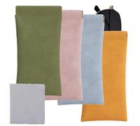 Estuche para gafas de 4 piezas, estuche suave para gafas de sol, estuche blando para gafas de mujer y hombre, estuche para gafas de viaje, con paño de limpieza de 4 piezas