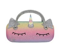 Estuche para gafas de holograma para mujer, niños, niñas, con purpurina, con mango, unicornio colorido, Talla única