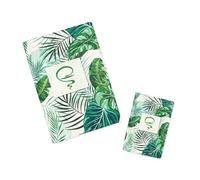 Estuche para guardar ordenanzas y portatarjetas vitales, juego de 2 bolsas, modelo tropical verde, material de goma expandida, fabricado en Francia, verde y blanco, GO : 12 x 17 cm et PC 6,5 x 9,5 cm,