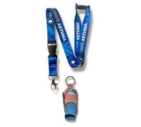 Estuche para inhalador de asma con llavero y cordón de conciencia médica para el asma, Pink