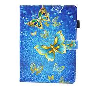 Estuche para iPad 10.2 con Porta lápices Múltiples Ranuras capaces de configurar múltiples ángulos de Soporte horizontales para el Lanzamiento de iPad Pro 7th Generation 2019,Gold Butterfly