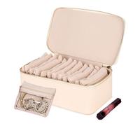 Estuche para joyas de viaje - Estuche de almacenamiento Soporte para collares de joyas pequeñas | Organizador de anillos con 12 compartimentos para mujeres, niñas, mamá, esposa, hija, accesorios de va