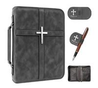 Estuche para la Biblia, Bolsa de la Biblia de Cuero con Cremallera y Asa