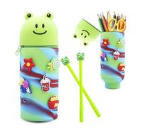 Estuche para Lápices 2 En 1 Silicona, Capacidad Retráctil Portalápices de Mesa Cute Estuche Papeleria de Cremallera para Niños, Escuela, Hogar y Oficina, Ranas