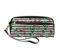 Estuche para lápices a rayas, de piel sintética, con cremallera, para niños y niñas, cartuchera, utiles escolares y de oficina