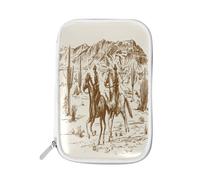 Estuche para lápices American Wild West Desert Cowboys, estuche con cremallera de animales, bolsa de viaje, organizador de cosméticos, bolsa para escuela, niñas y niños, multicolor, Size：9(L)x5.5(W)
