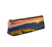 Estuche para lápices Beauty of The Sunset Pattern Leather Pencil Pouch Big Capacity Pencil Case Cosmetic Bag School Supplies
